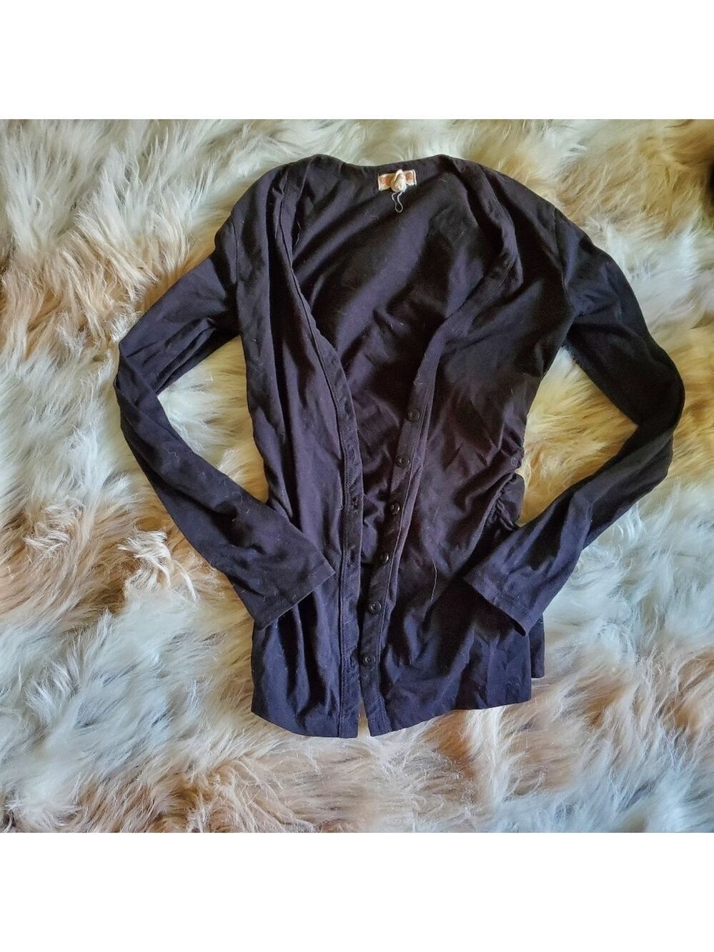 Black Ruched Cardigan